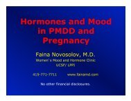 Hormones And Mood In PMDD And Pregnancy - Faina Novosolov, MD