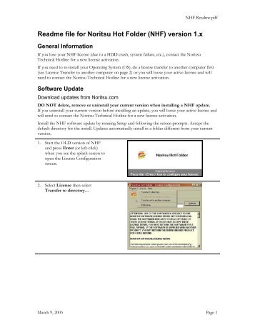 Readme file for Noritsu Hot Folder (NHF) version 1.x