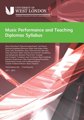 Performance and Teaching Diplomas Syllabus - University of West ...