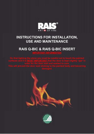 Rais Q-Bic Installation, Use and Maintenance Manual - Robeys Ltd
