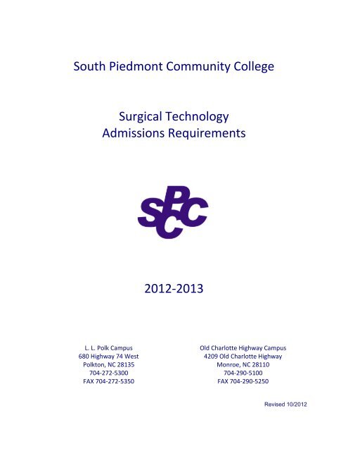 South Piedmont Community College Surgical Technology ...