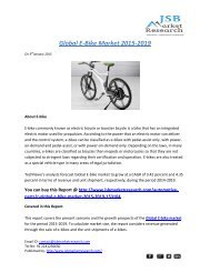 JSB Market Research: Global E-Bike Market 2015-2019 