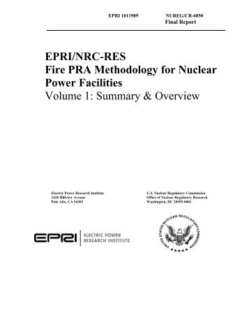 EPRI/NRC-RES Fire PRA Methodology for Nuclear Power Facilities ...