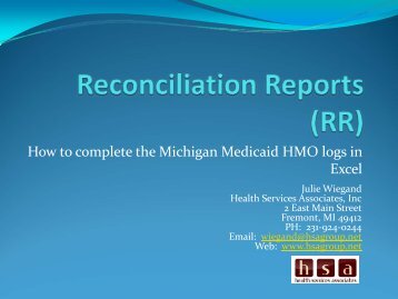 Reconciliation Reports - How to prepare your Medicaid HMO logs