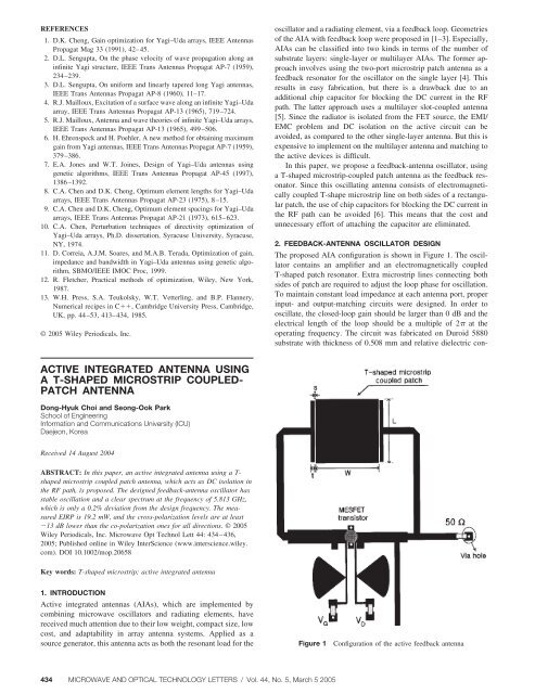 Active integrated antenna using a T-shaped microstrip coupled ...