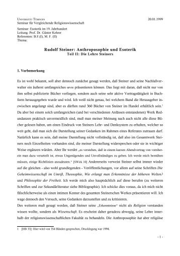 Rudolf Steiner: Anthroposophie und Esoterik