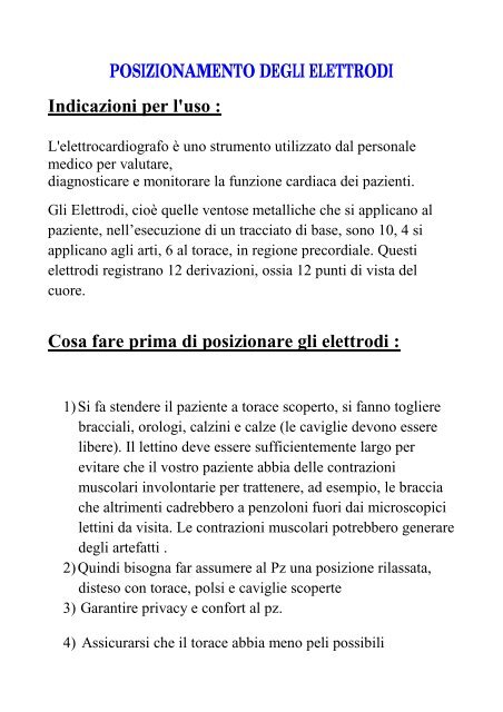 posizione elettrodi ECG.pdf - Pubblica Assistenza Siena