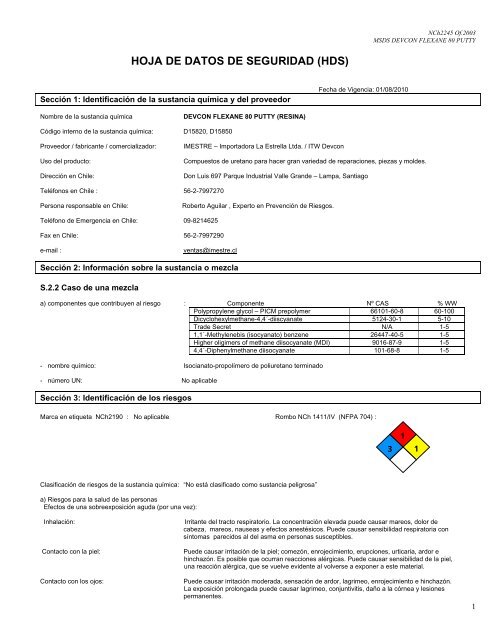 HOJA DE DATOS DE SEGURIDAD (HDS) - Imestre