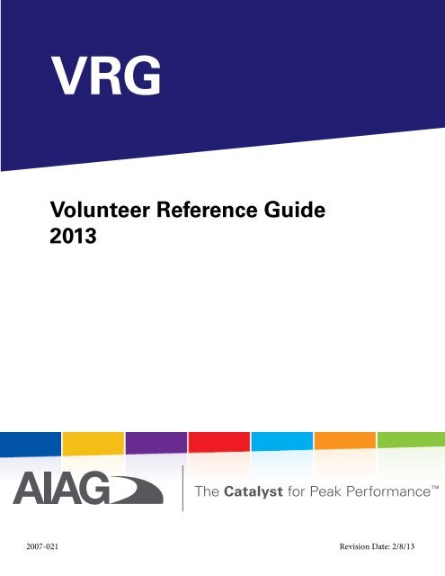 Volunteer Reference Guide 2012 - Automotive Industry Action Group