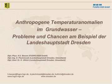 Anthropogene Temperaturanomalien im Grundwasser - GWZ Dresden