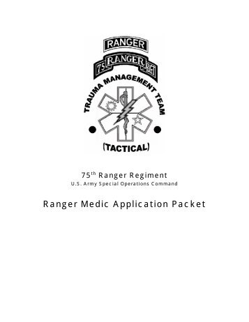 Ranger Medic Application Packet - U.S. Army Special Operations ...