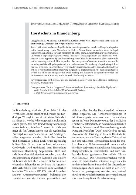 Horstschutz in Brandenburg - LUGV - Land Brandenburg