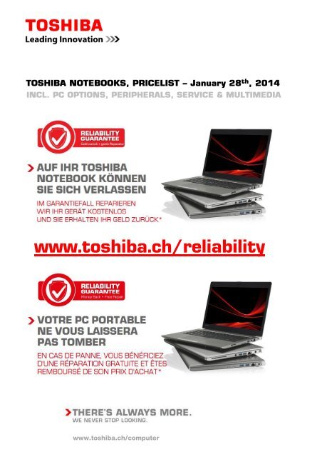 TOSHIBA NOTEBOOKS, PRICELIST – July 30th, 2013