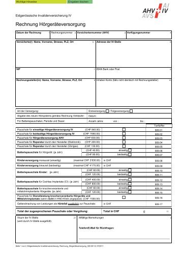 Rechnung Hörgeräteversorgung (AHV und IV)