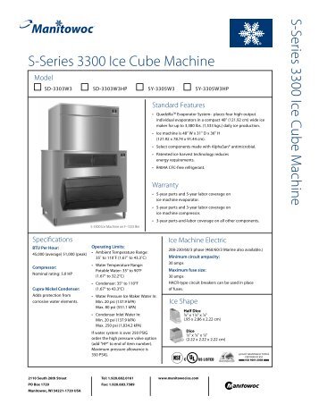 S-3300 Quadzilla Spec Sheet - Manitowoc Ice Inc