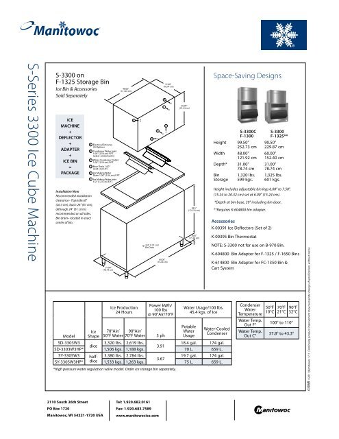 S-3300 Quadzilla Spec Sheet - Manitowoc Ice Inc