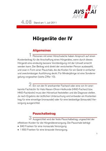 4.08 - Hörgeräte der IV - AHV