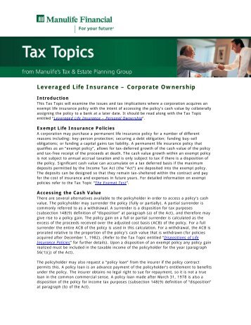 Leveraged Life Insurance â Corporate Ownership - Repsource ...