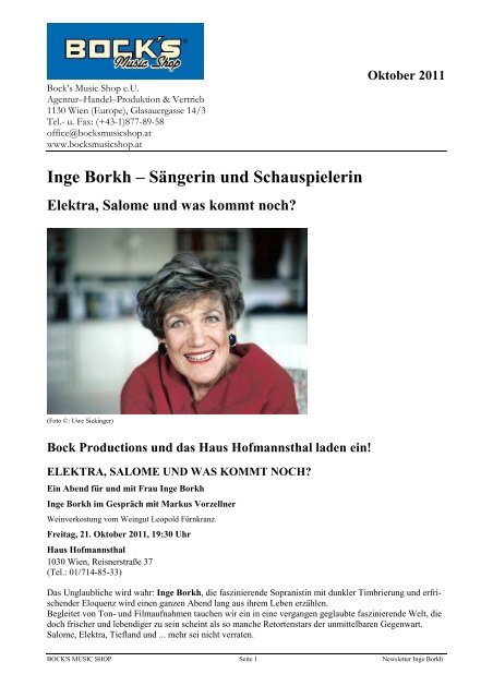 Inge Borkh â SÃ¤ngerin und Schauspielerin - Bock's Music Shop