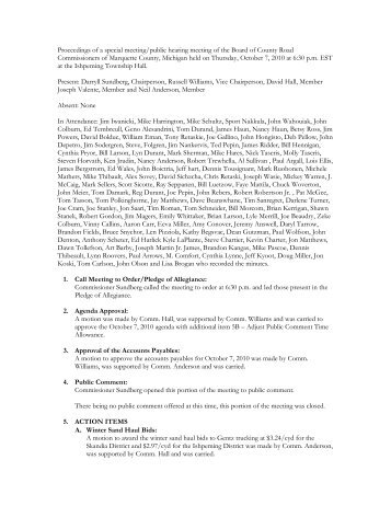 Proceedings of a regular meeting of the Board of ... - Marquette County