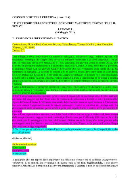 Il testo interpretativo - Scuole Maestre Pie