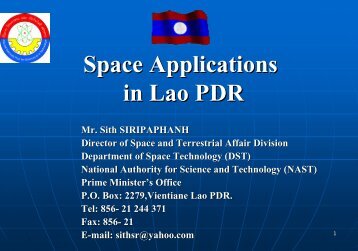 Space Technology Applications in Lao PDR - APRSAF