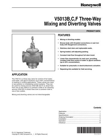 V5013B,C,F Three-Way Mixing and Diverting Valves - PexSupply.com