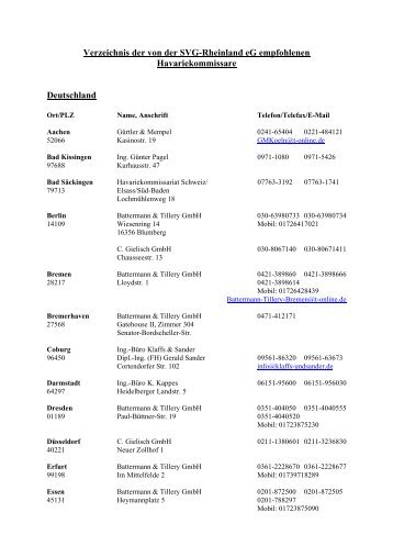 Verzeichnis der Havariekommissare -  SVG Koblenz