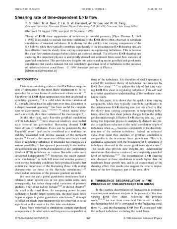 Shearing rate of time-dependent E X B flow - UCI Plasma Theory ...