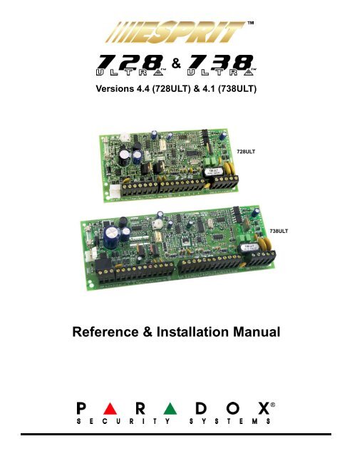 728ULT &amp; 738ULT : Reference &amp; Installation Manual - Paradox