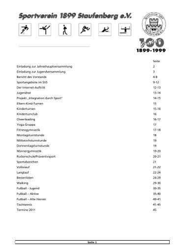 Geschäftsbericht 2010 Seite Einladung zur - SV 1899 Staufenberg