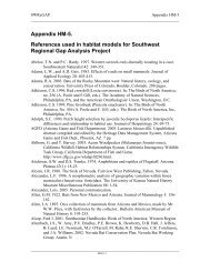 Appendix HM-5. References used in habitat models for Southwest ...