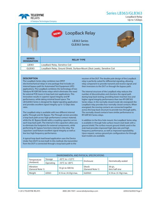 LoopBack Relay Datasheet.indd - Teledyne Relays