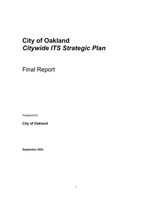 Intelligent Transportation Systems - City of Oakland