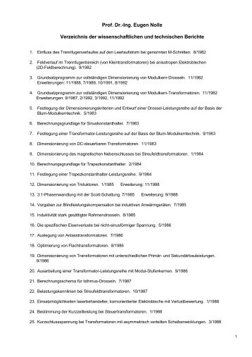 Prof. Dr.-Ing. Eugen Nolle Verzeichnis der wissenschaftlichen und ...
