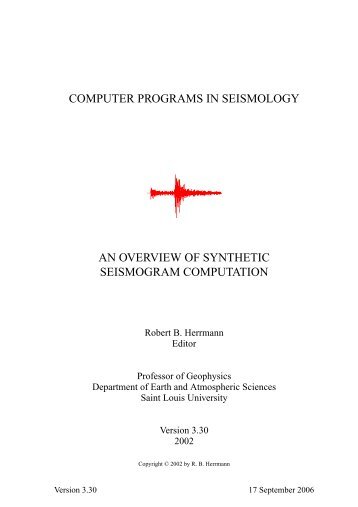 Computer programs in seismology - the Department of Earth and ...