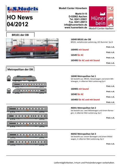 HO News 04/2012 - Modell Center Hünerbein