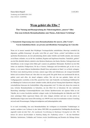 Wem gehört die Elbe - Segler-Vereinigung Reiherstieg von 1926 e.V.