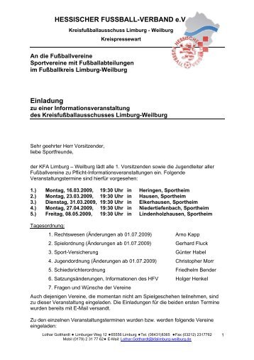 HESSISCHER FUSSBALL-VERBAND e.V. Einladung -  Oberlahn.de