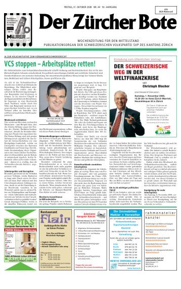 VCS stoppen â€“ ArbeitsplÃ¤tze retten! - SVP