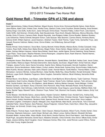 Gold Honor Roll - South St. Paul Secondary