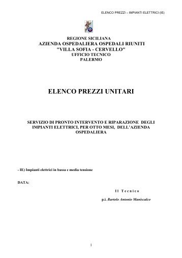 Elenco Prezzi - Azienda Ospedaliera Ospedali Riuniti Villa Sofia