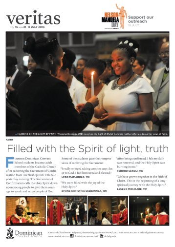 Filled with the Spirit of light, truth - Dominican Convent School