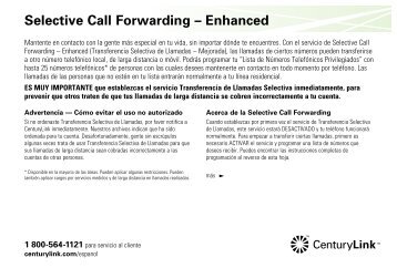 Selective Call Forwarding Ã¢Â€Â“ Enhanced - CenturyLink