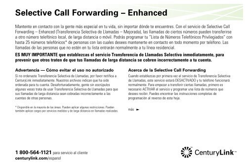 Selective Call Forwarding Ã¢Â€Â“ Enhanced - CenturyLink