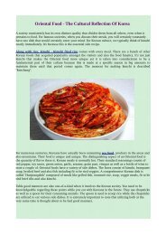 Oriental Food - The Cultural Reflection Of Korea