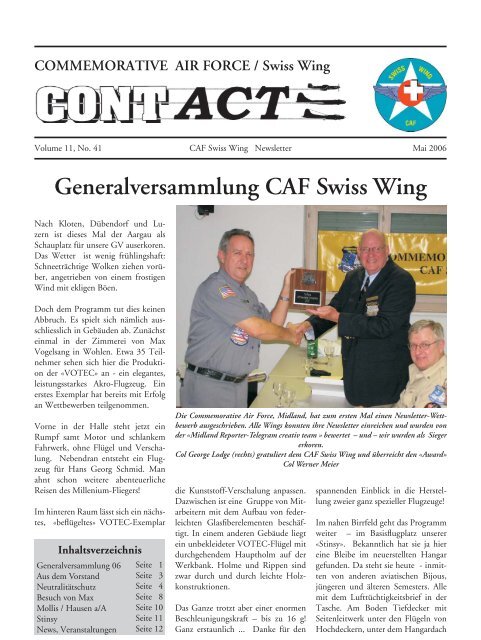Generalversammlung CAF Swiss Wing