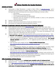 Hiring Checklist iring Checklist iring Checklist for Faculty Positions ...