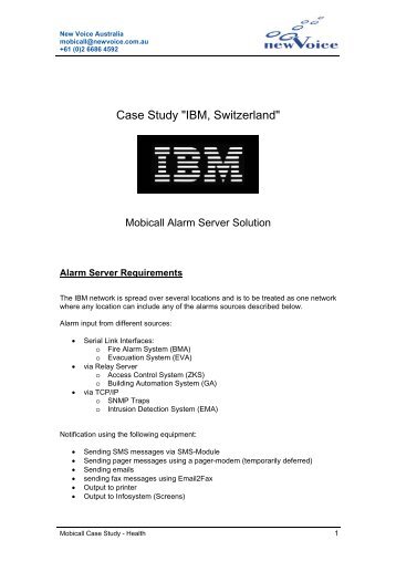 Case Study "IBM, Switzerland" - New Voice International AG