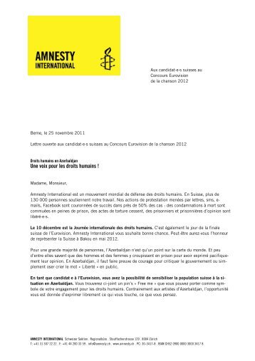Une voix pour les droits humains ! - Amnesty International Schweiz